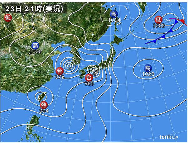 台風20号のお天気図